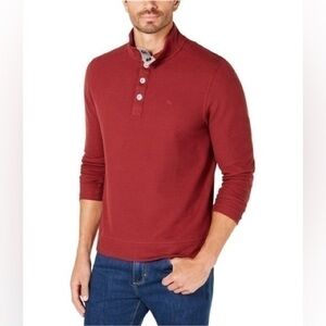 Tommy Bahama Cold Springs Mock Collar Henley Pullover Burgundy Sz‎ XL